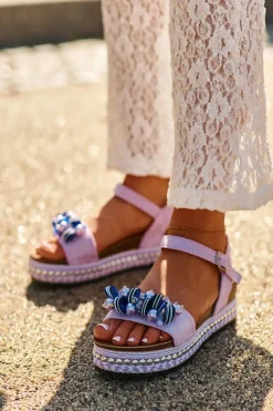 Sandały Damskie Na Koturnie I Platformie Z Ozdobami S.Barski HY056 Fioletowe