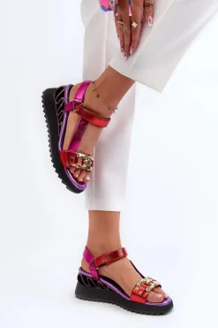 Sandały Damskie Na Koturnie D&A CR954 Fioletowe