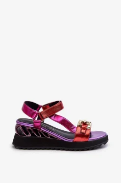 Sandały Damskie Na Koturnie D&A CR954 Fioletowe