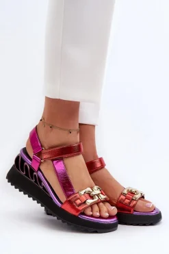 Sandały Damskie Na Koturnie D&A CR954 Fioletowe