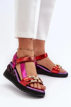 Sandały Damskie Na Koturnie D&A CR954 Fioletowe