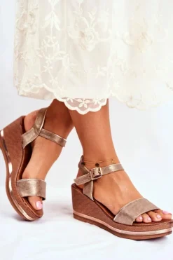 Sandały Damskie Na Koturnie Beżowe Monroe