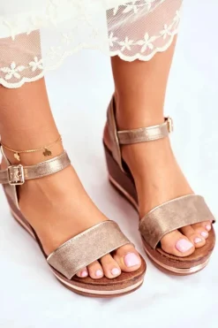 Sandały Damskie Na Koturnie Beżowe Monroe