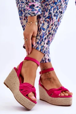 Sandały Damskie Na Koturnie Fuksja Kendall