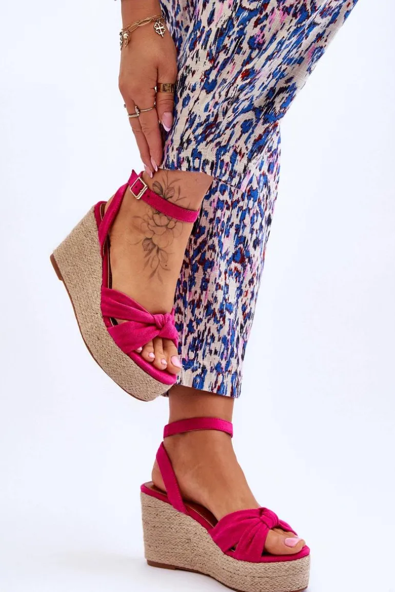 Sandały Damskie Na Koturnie Fuksja Kendall