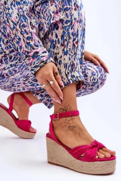 Sandały Damskie Na Koturnie Fuksja Kendall