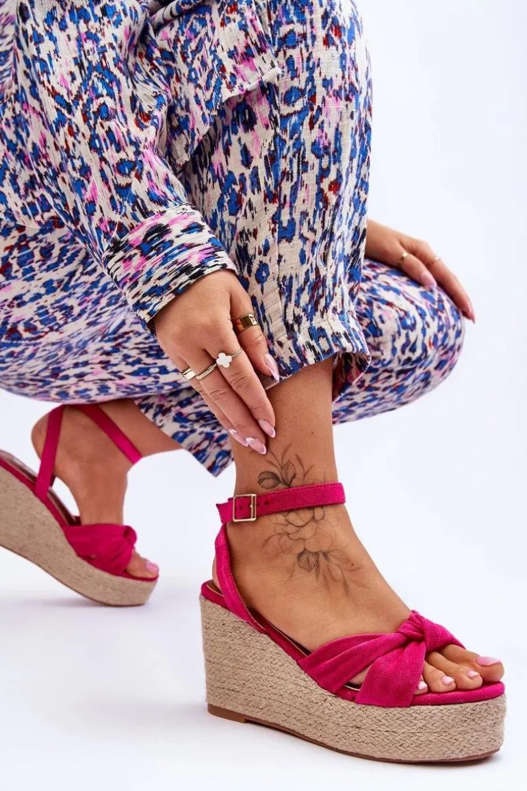 Sandały Damskie Na Koturnie Fuksja Kendall