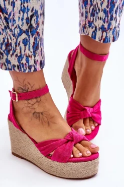 Sandały Damskie Na Koturnie Fuksja Kendall