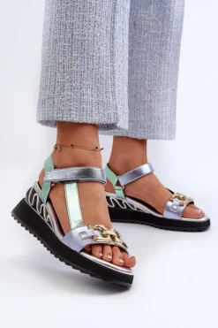 Sandały Damskie Na Koturnie D&A CR954 Zielone