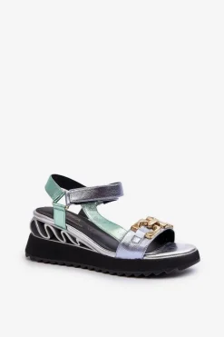 Sandały Damskie Na Koturnie D&A CR954 Zielone