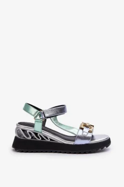 Sandały Damskie Na Koturnie D&A CR954 Zielone