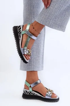 Sandały Damskie Na Koturnie D&A CR954 Zielone