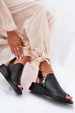 Sandały Damskie Na Koturnie Czarne Mevinette