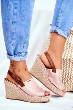 Sandały Damskie Na Koturnie Big Star Różowe FF274984