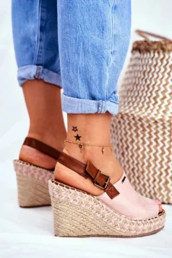 Sandały Damskie Na Koturnie Big Star Różowe FF274984