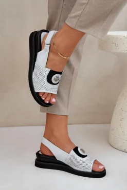 Sandały Damskie Na Koturnie Srebrne Isnnoria