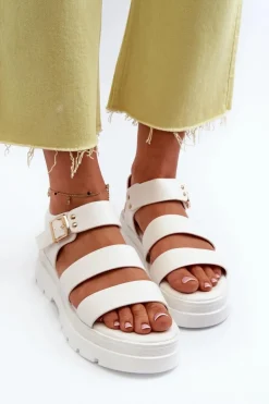 Sandały Damskie Na Masywnej Podeszwie Białe Nicarda