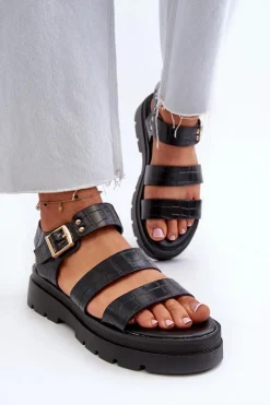 Sandały Damskie Na Masywnej Podeszwie Czarne Nicarda