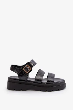 Sandały Damskie Na Masywnej Podeszwie Czarne Nicarda