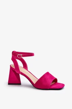 Sandały Damskie Na Obcasie Z Eko Zamszu Vinceza 17328 Fuksja