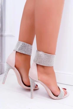 Sandały Damskie Na Obcasie Lu Boo Z Cyrkoniami Na Rzep Show