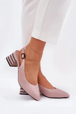 Sandały Damskie Na Obcasie Ze Szpiczastymi Noskami Vinceza 62217 Brudny Róż