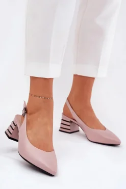 Sandały Damskie Na Obcasie Ze Szpiczastymi Noskami Vinceza 62217 Brudny Róż