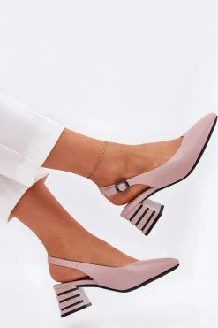 Sandały Damskie Na Obcasie Ze Szpiczastymi Noskami Vinceza 62217 Brudny Róż