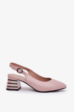 Sandały Damskie Na Obcasie Ze Szpiczastymi Noskami Vinceza 62217 Brudny Róż