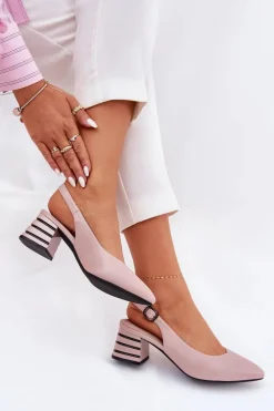 Sandały Damskie Na Obcasie Ze Szpiczastymi Noskami Vinceza 62217 Brudny Róż