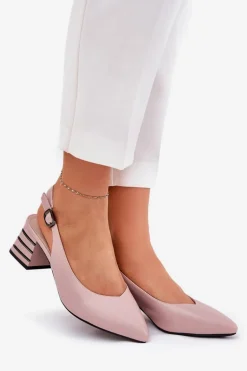 Sandały Damskie Na Obcasie Ze Szpiczastymi Noskami Vinceza 62217 Brudny Róż