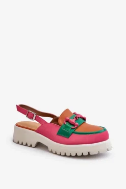 Sandały Damskie Na Płaskim Obcasie Z Ozdobą Pomarańczowe D&A MR38-656