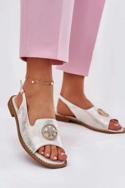 Sandały Damskie Na Płaskim Obcasie Z Ozdobą S.Barski KV51-002 Srebrne