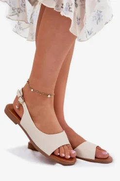 Sandały Damskie Na Płaskim Obcasie Beżowe Weanise