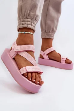 Sandały Damskie Na Platformie Big Star NN274A529 Różowe