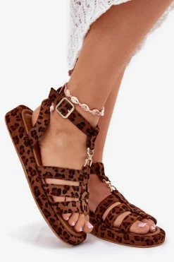 Sandały Damskie Na Platformie Ze Złotym Detalem Panterka Kartia