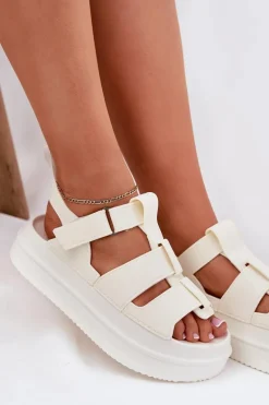 Sandały Damskie Na Platformie Ecru Nitavelia