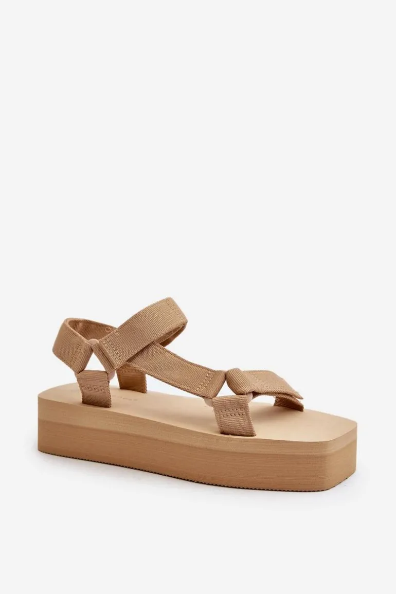 Sandały Damskie Na Platformie Beżowe Edireda
