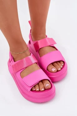 Sandały Damskie Na Platformie Z Rzepami Fuksja Nitepira