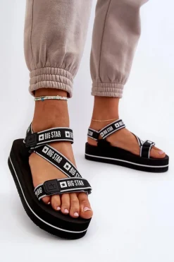 Sandały Damskie Na Platformie Big Star NN274A525 Czarne
