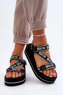 Sandały Damskie Na Platformie Big Star NN274A525 Czarne