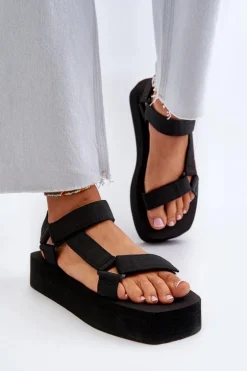 Sandały Damskie Na Platformie Czarne Edireda