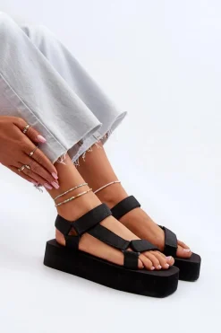 Sandały Damskie Na Platformie Czarne Edireda