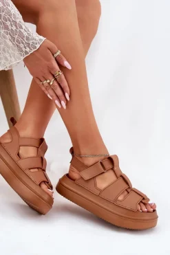 Sandały Damskie Na Platformie Camel Nitavelia