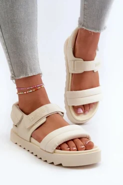 Sandały Damskie Na Platformie Big Star NN274751 Beżowe