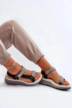 Sandały Damskie Na Platformie I Koturnie Big Star NN274A054 Szare