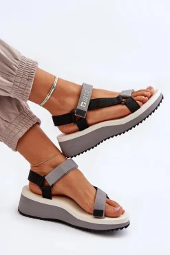 Sandały Damskie Na Platformie I Koturnie Big Star NN274A054 Szare