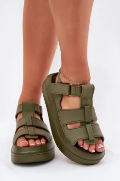 Sandały Damskie Na Platformie Zielone Nitavelia