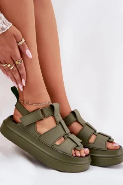 Sandały Damskie Na Platformie Zielone Nitavelia