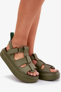 Sandały Damskie Na Platformie Zielone Nitavelia